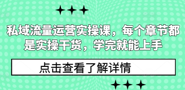 私域流量运营实操课,每个章节都是实操干货,学完就能上手-俗人圈网创