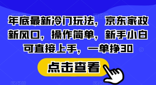年底最新冷门玩法,京东家政新风口,操作简单,新手小白可直接上手,一单挣30【揭秘】-俗人圈网创