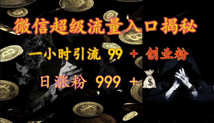 微信超级流量入口揭秘：一小时引流 99 + 创业粉，日涨粉 999 +-俗人圈网创