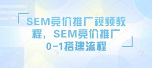 SEM竞价推广视频教程，SEM竞价推广0-1搭建流程-俗人圈网创
