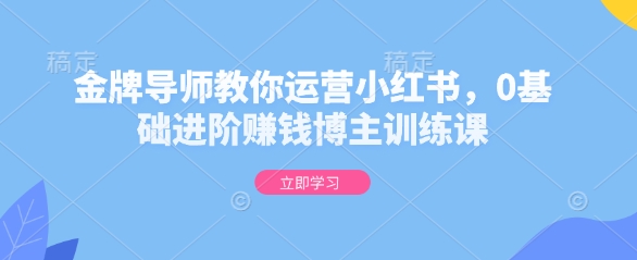 金牌导师教你运营小红书，0基础进阶赚钱博主训练课-俗人圈网创