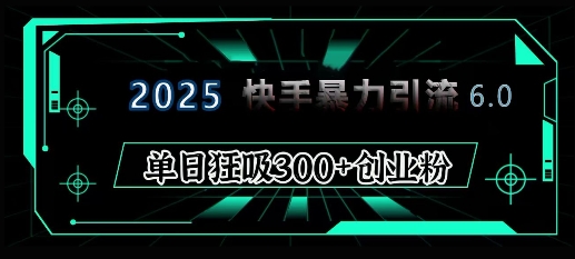 2025年快手6.0保姆级教程震撼来袭,单日狂吸300+精准创业粉-俗人圈网创