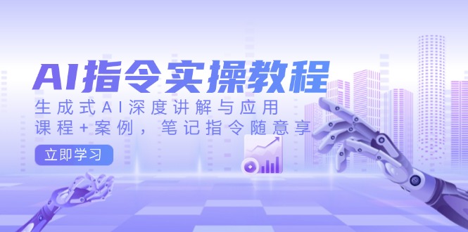 AI指令实操教程,生成式AI深度讲解与应用,课程+案例,笔记指令随意享-俗人圈网创