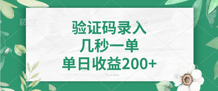 验证码录入，几秒一单，单日收益200+-俗人圈网创