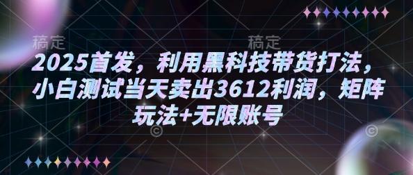 2025首发,利用黑科技带货打法,小白测试当天卖出3612利润,矩阵玩法+无限账号【揭秘】-俗人圈网创