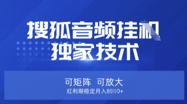 【搜狐音频挂G】独家技术,可矩阵可放大,红利期稳定月入8k【揭秘】-俗人圈网创