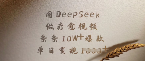 用DeepSeek做疗愈视频，条条10W+爆款，单日变现多张-俗人圈网创