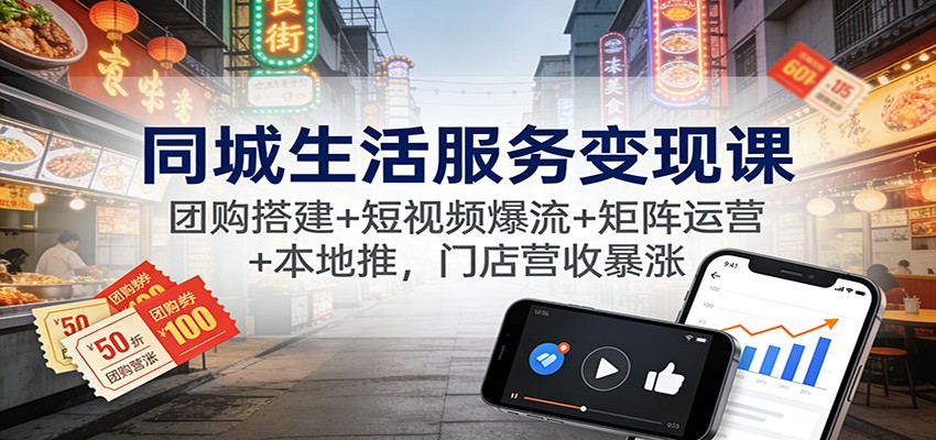 同城生活服务变现课:团购搭建+短视频爆流+矩阵运营+本地推,门店营收暴涨-俗人圈网创