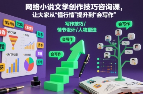 网络小说文学创作技巧咨询课,让大家从“懂行情”提升到”会写作”的高度-俗人圈网创