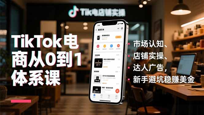 TikTok电商从0到1体系课,市场认知、店铺实操、达人广告,新手避坑稳赚美金-俗人圈网创