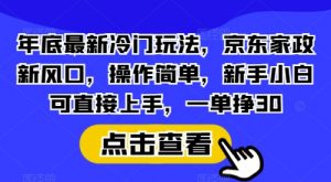 年底最新冷门玩法，京东家政新风口，操作简单，新手小白可直接上手，一单挣30【揭秘】-俗人圈网创