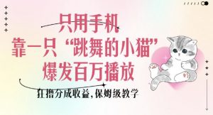 只用手机靠一只“跳舞的小猫”爆发百万播放，狂撸分成收益，保姆级教学-俗人圈网创