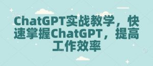 ChatGPT实战教学,快速掌握ChatGPT,提高工作效率-俗人圈网创