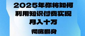 2025年,你将如何利用知识付费实现月入十万,甚至年入百万?-俗人圈网创