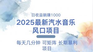 2025最新汽水音乐躺赚项目 每天几分钟 日入1000＋-俗人圈网创