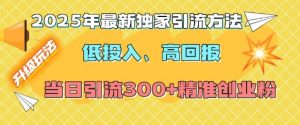 2025年最新独家引流方法,低投入高回报?当日引流300+精准创业粉-俗人圈网创