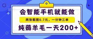 会智能手机就能做，两张截图0.7元，一分钟三单，纯薅羊毛一天200+-俗人圈网创