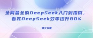 全网最全的DeepSeek入门到指南，看完DeepSeek效率提升80%(建议收藏)-俗人圈网创