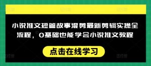 小说推文短篇故事混剪最新剪辑实操全流程，0基础也能学会小说推文教程，肯干多发日入多张-俗人圈网创