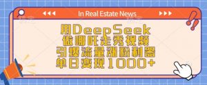用DeepSeek做哪吒走秀视频,引爆流量涨粉利器,单日变现1k-俗人圈网创