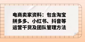 电商卖家资料：包含淘宝、拼多多、小红书、抖音等运营干货及团队管理方法-俗人圈网创