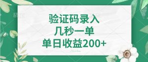 验证码录入，几秒一单，单日收益200+-俗人圈网创