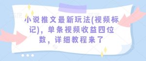 小说推文最新玩法(视频标记)，单条视频收益四位数，详细教程来了-俗人圈网创