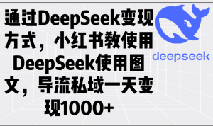 通过DeepSeek变现方式，小红书教使用DeepSeek图文，导流私域一天变现1000+-俗人圈网创