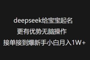 deepseek给宝宝起名更有优势无脑操作接单接到爆新手小白月入1W+-俗人圈网创