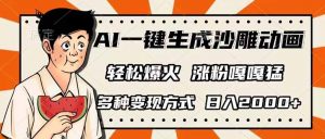 AI一键生成沙雕动画,单视频破千万播放,多种变现方式,日入2000+-俗人圈网创