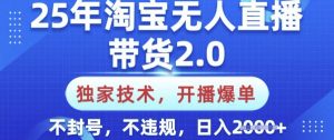25年淘宝无人直播带货2.0.独家技术,开播爆单,纯小白易上手,不封号,不违规,日入多张【揭秘】-俗人圈网创