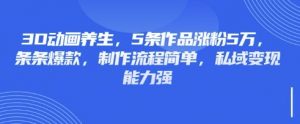 3D动画养生,5条作品涨粉5万,条条爆款,制作流程简单,私域变现能力强-俗人圈网创