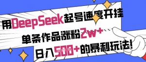 用DeepSeek起号速度开挂,单条作品涨粉2w+,日入5张+的暴利玩法-俗人圈网创