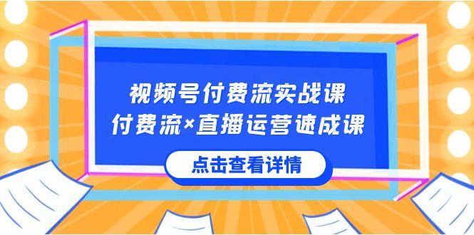 视频号付费流实战课,付费流×直播运营速成课,让你快速掌握视频号核心运营技能-俗人圈网创