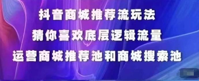 抖音商城运营课程，猜你喜欢入池商城搜索商城推荐人群标签覆盖-俗人圈网创