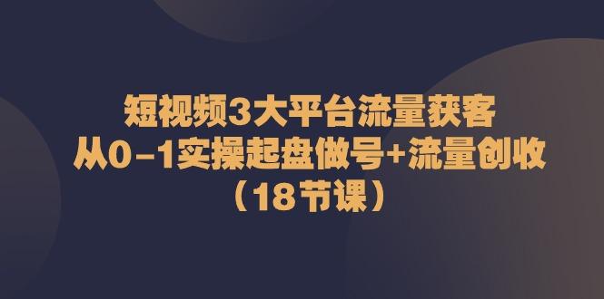 短视频3大平台流量获客：从0-1实操起盘做号+流量创收(18节课)-俗人圈网创