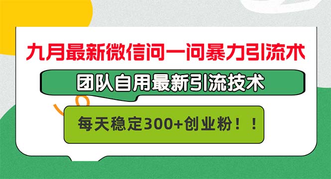 九月最新微信问一问暴力引流术，团队自用引流术，每天稳定300+创...-俗人圈网创