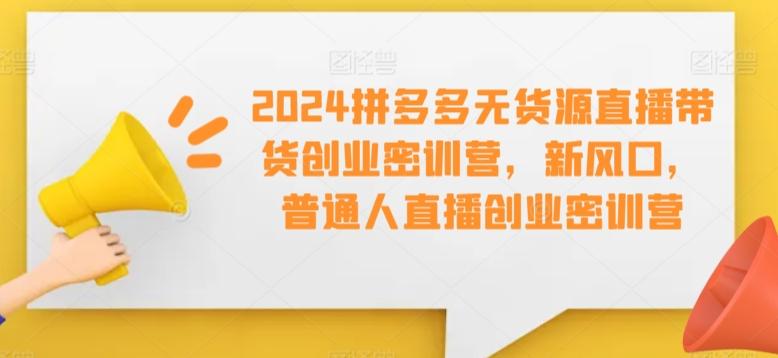 2024拼多多无货源直播带货创业密训营，新风口，普通人直播创业密训营-俗人圈网创