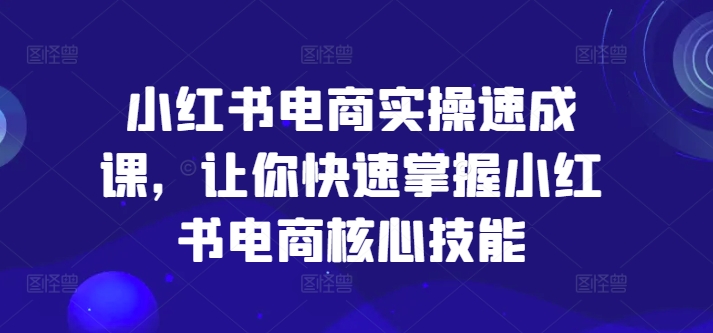 小红书电商实操速成课，让你快速掌握小红书电商核心技能-俗人圈网创