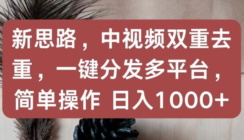 新思路，中视频双重去重，一键分发多平台，简单操作，日入1000+【揭秘】-俗人圈网创