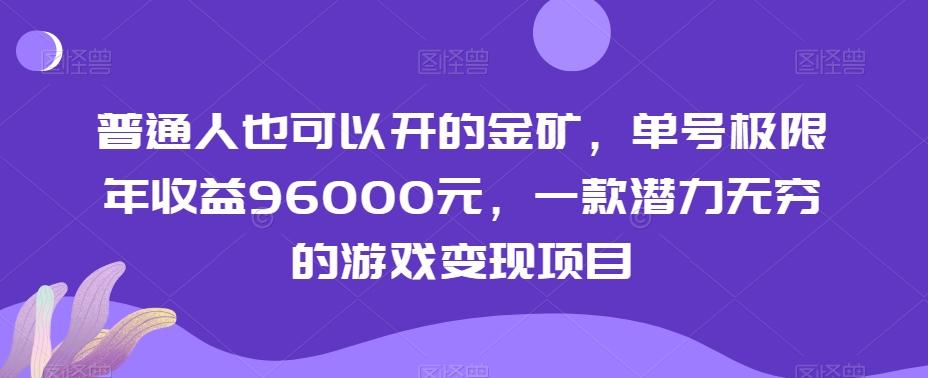 普通人也可以开的金矿，单号极限年收益96000元，一款潜力无穷的游戏变现项目【揭秘】-俗人圈网创