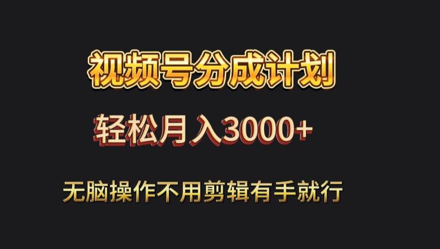 视频号流量分成，不用剪辑，有手就行，轻松月入2000+-俗人圈网创