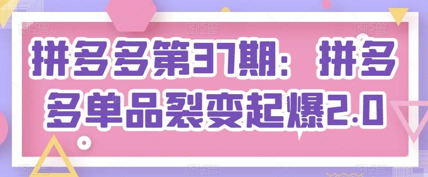 拼多多第37期：拼多多单品裂变起爆2.0-俗人圈网创