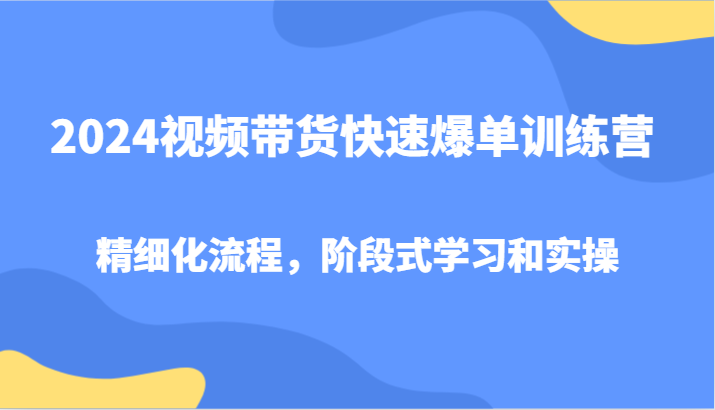 2024视频带货快速爆单训练营,精细化流程,阶段式学习和实操-俗人圈网创