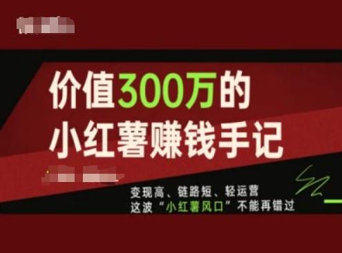 价值300万的小红书赚钱手记，变现高、链路短、轻运营，这波“小红薯风口”不能再错过-俗人圈网创