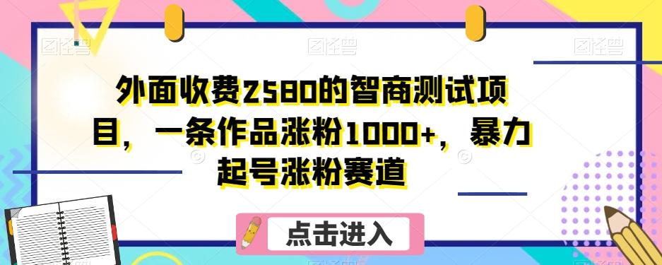 外面收费2580的智商测试项目,一条作品涨粉1000+,暴力起号涨粉赛道【揭秘】-俗人圈网创