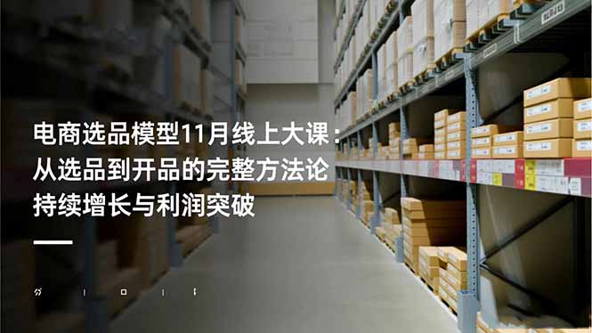电商选品模型11月线上大课：从选品到开品的完整方法论 持续增长与利润突破-俗人圈网创