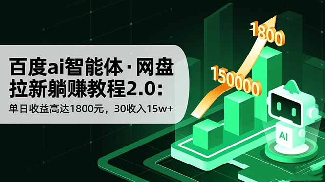 百度ai智能体·网盘拉新躺赚教程2.0:单日收益高达1800元,30收入15w+-俗人圈网创
