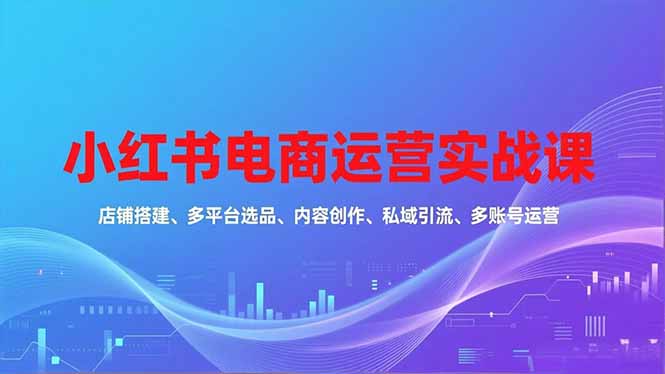小红书电商运营实战课,店铺搭建、多平台选品、内容创作、私域引流、多账号运营等玩法-俗人圈网创