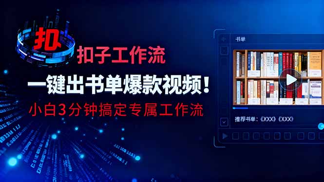 利用扣子工作流一键生成书单爆款视频，小白三分钟搞定专属工作流-俗人圈网创
